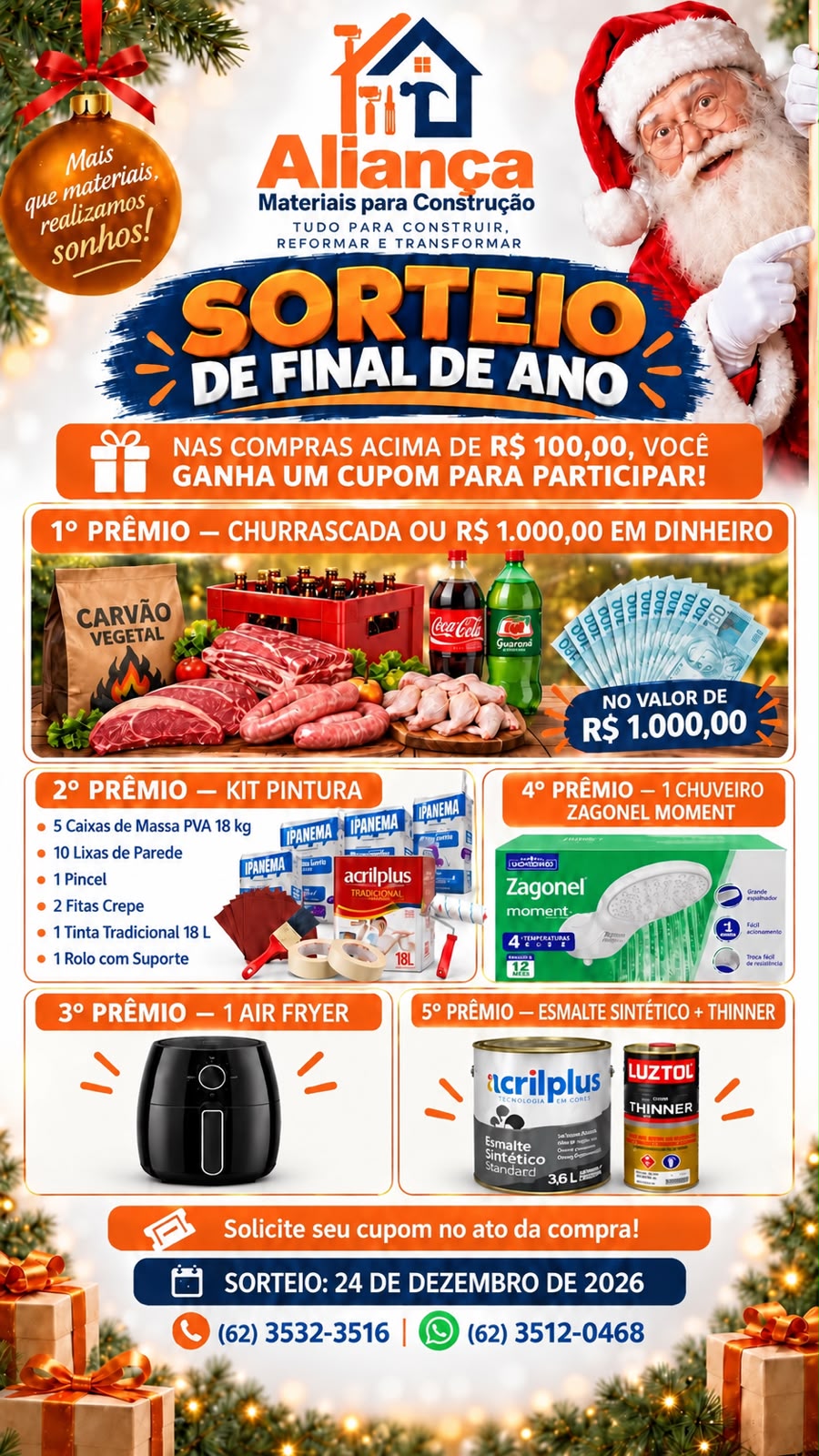 Sorteio de final de ano da Aliança Materiais de Construção